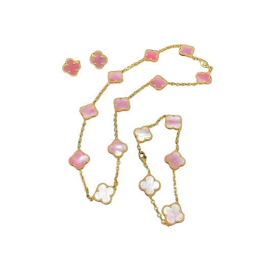 Clean-Finish Clover Motif Set Gold Pink Mother Pearl - view 2