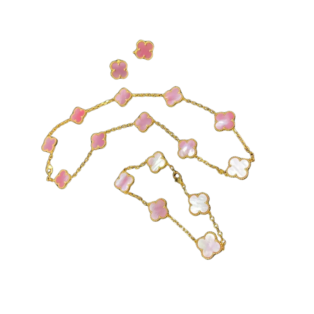 Clean-Finish Clover Motif Set Gold Pink Mother Pearl - view 3