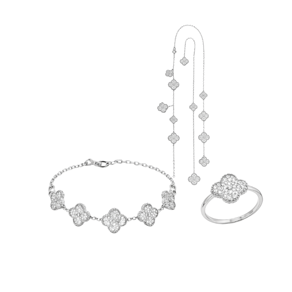 Sophisticated Clover Motif Set Si Er Crystals - view 2