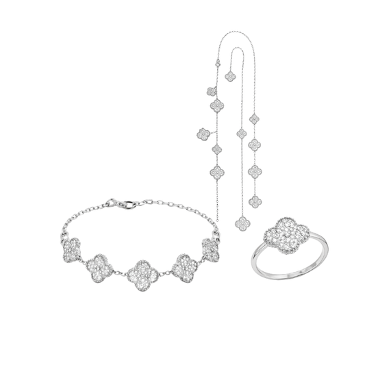 Sophisticated Clover Motif Set Si Er Crystals - view 2