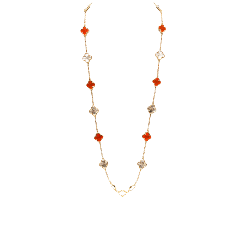Statement Red Clover Necklace Earring Bracelet
