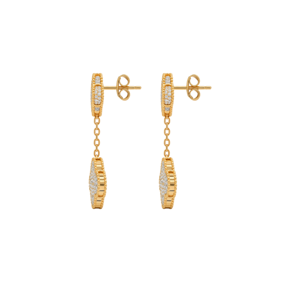 Elegant Dangle Earrings Gold Full Crystals - view 3