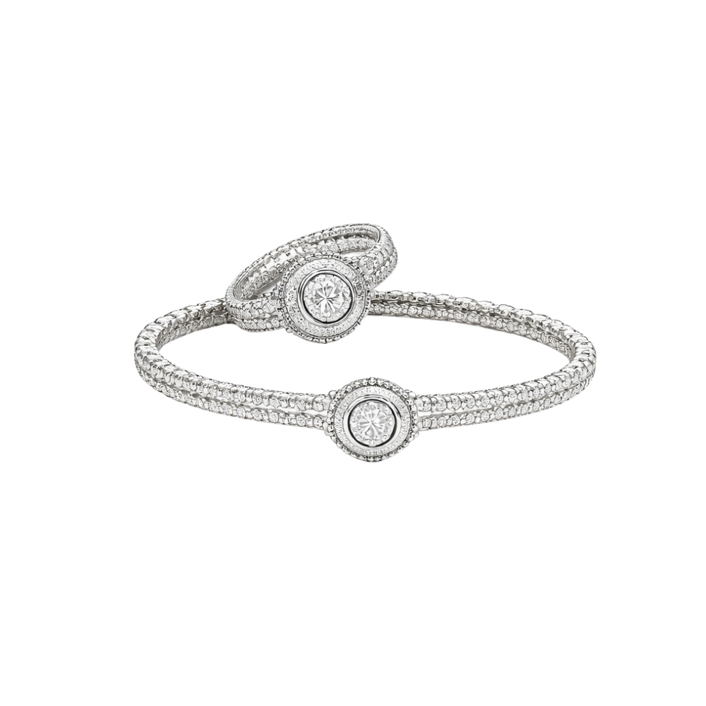 Dressy Diamond Motif Bracelet and Ring Set