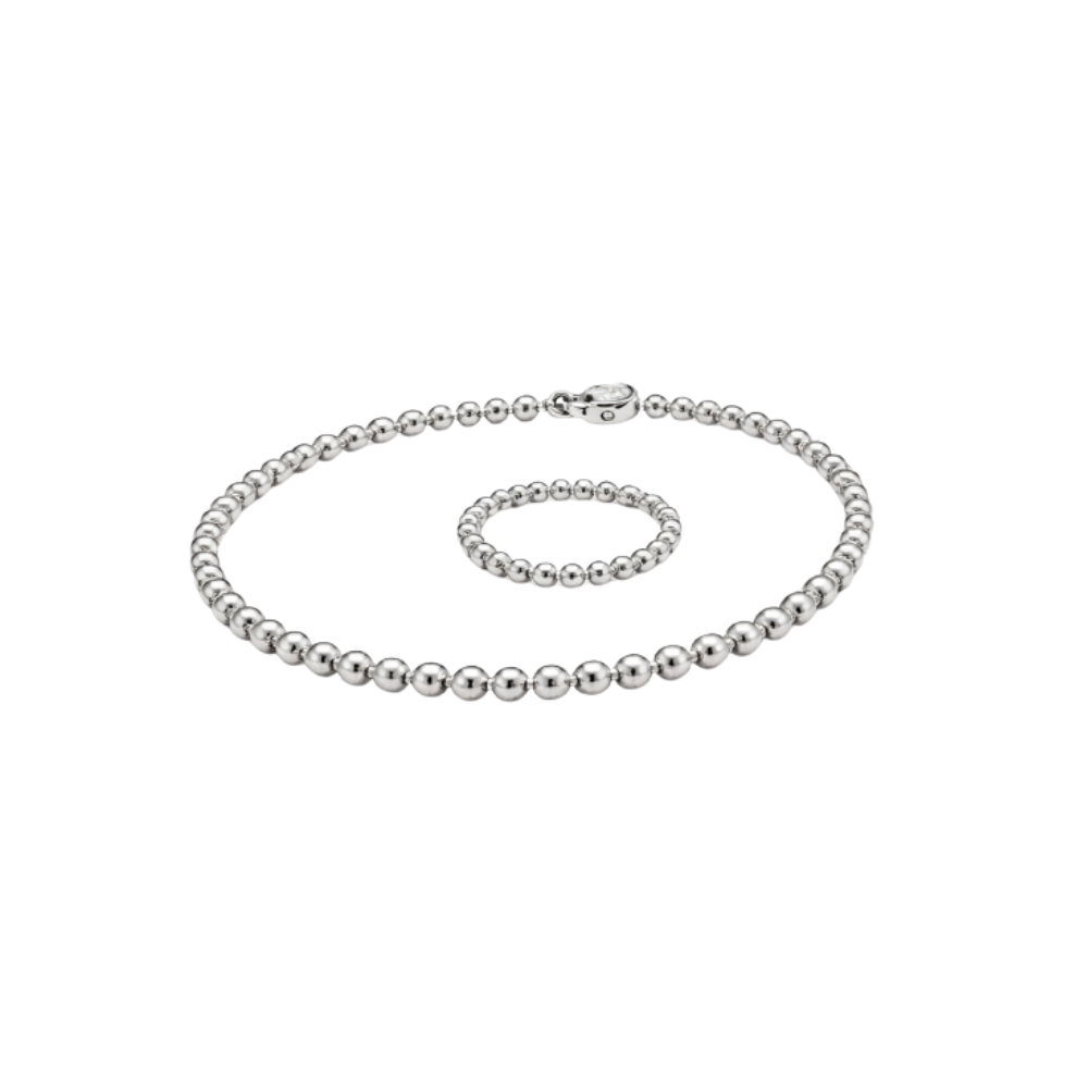 Detailed Beaded Edge Beads Si Er Bracelet and Ring Set - view 2