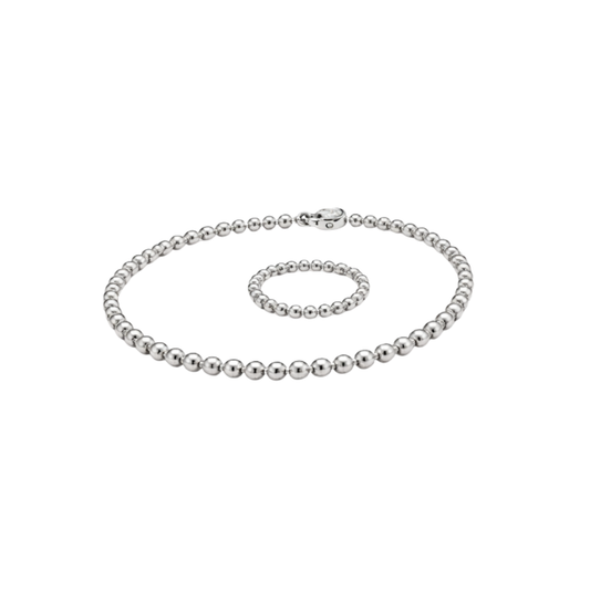 Detailed Beaded Edge Beads Si Er Bracelet and Ring Set - view 2
