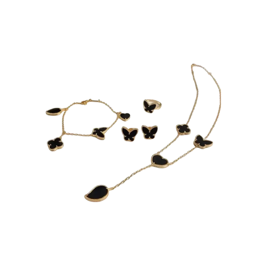 Polished Butterfly Heart Set Gold