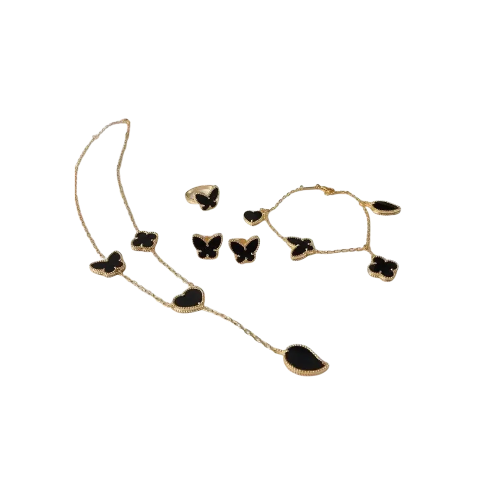 Polished Butterfly Heart Set Gold - view 2