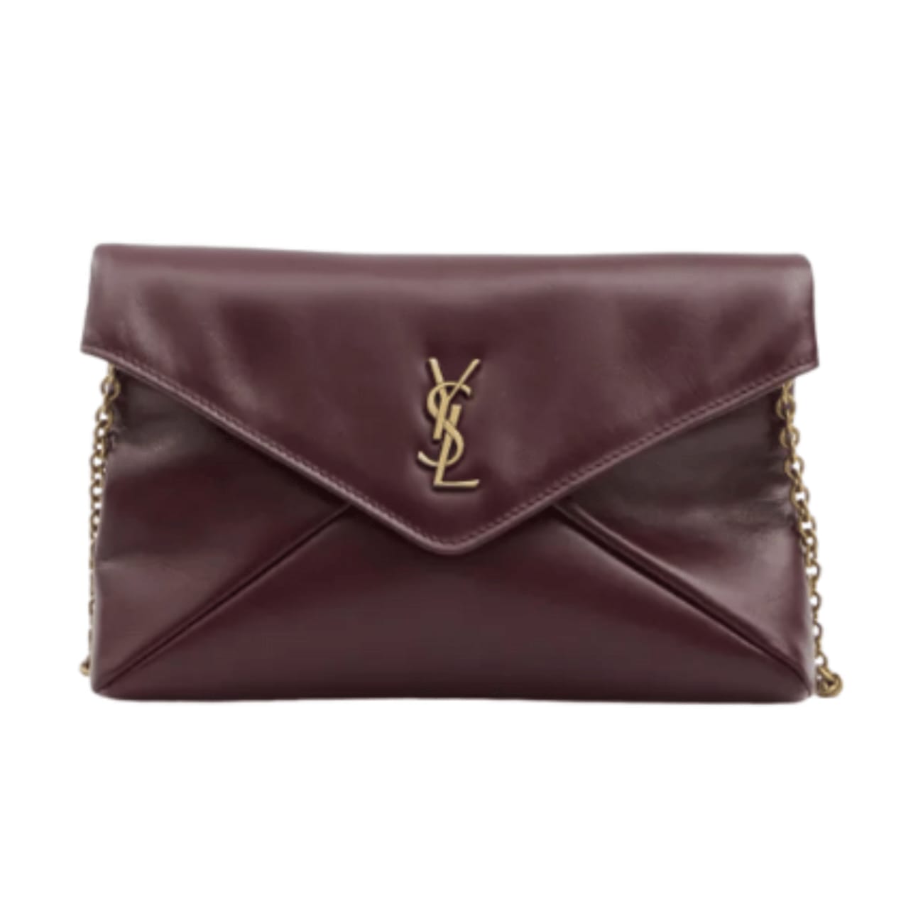 Sophisticated Envelope Chain Fl Chain Shoulder in Dark Ruby Calfskin Leather Bag