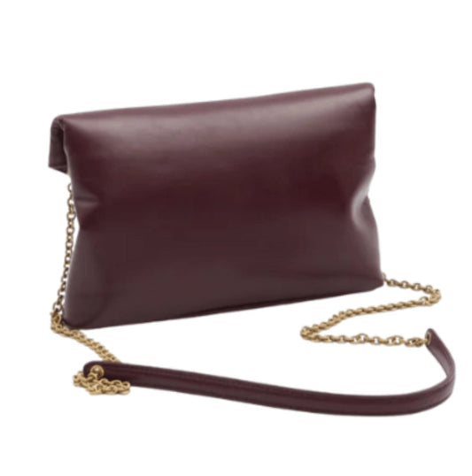 Sophisticated Envelope Chain Fl Chain Shoulder in Dark Ruby Calfskin Leather Bag - view 2