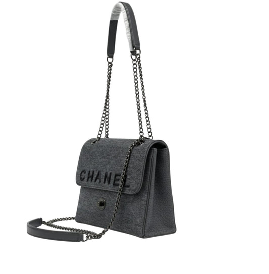 Statement Shoulder in a Felted Material with a Black Logo Bag - view 2