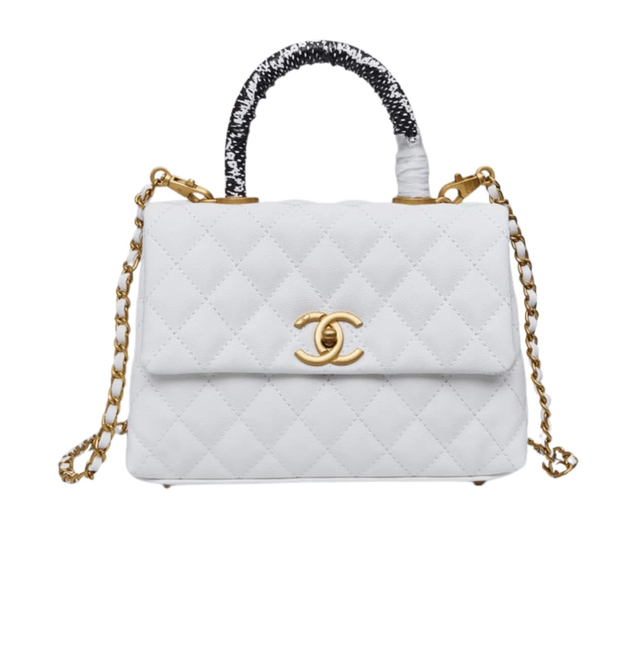 Clean-Finish Small Fl Top Handle Quilted Leather Bag