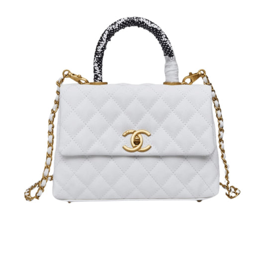 Clean-Finish Small Fl Top Handle Quilted Leather Bag