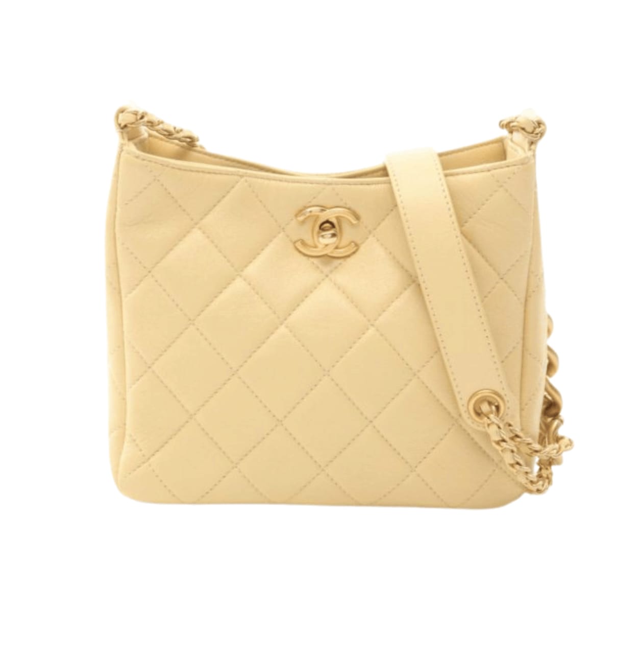 Timeless Small Matelasse Hobo Light Yellow Lambskin Bag