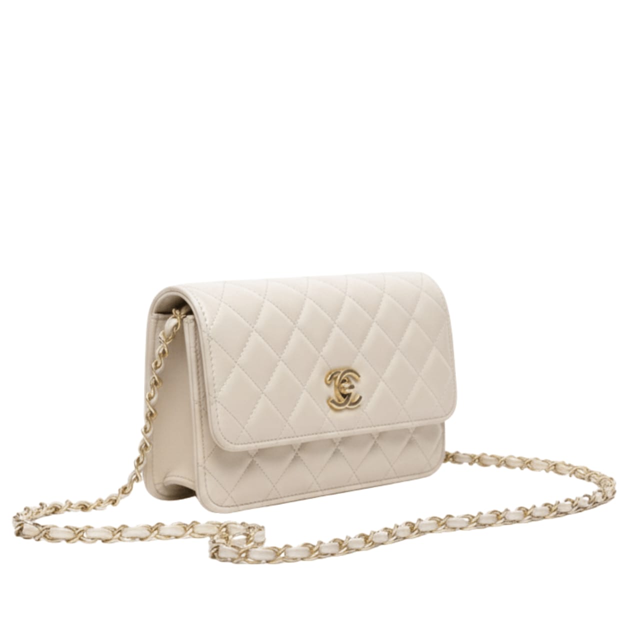 Detailed Classic Fl Quilted White Lambskin Leather Bag - view 2