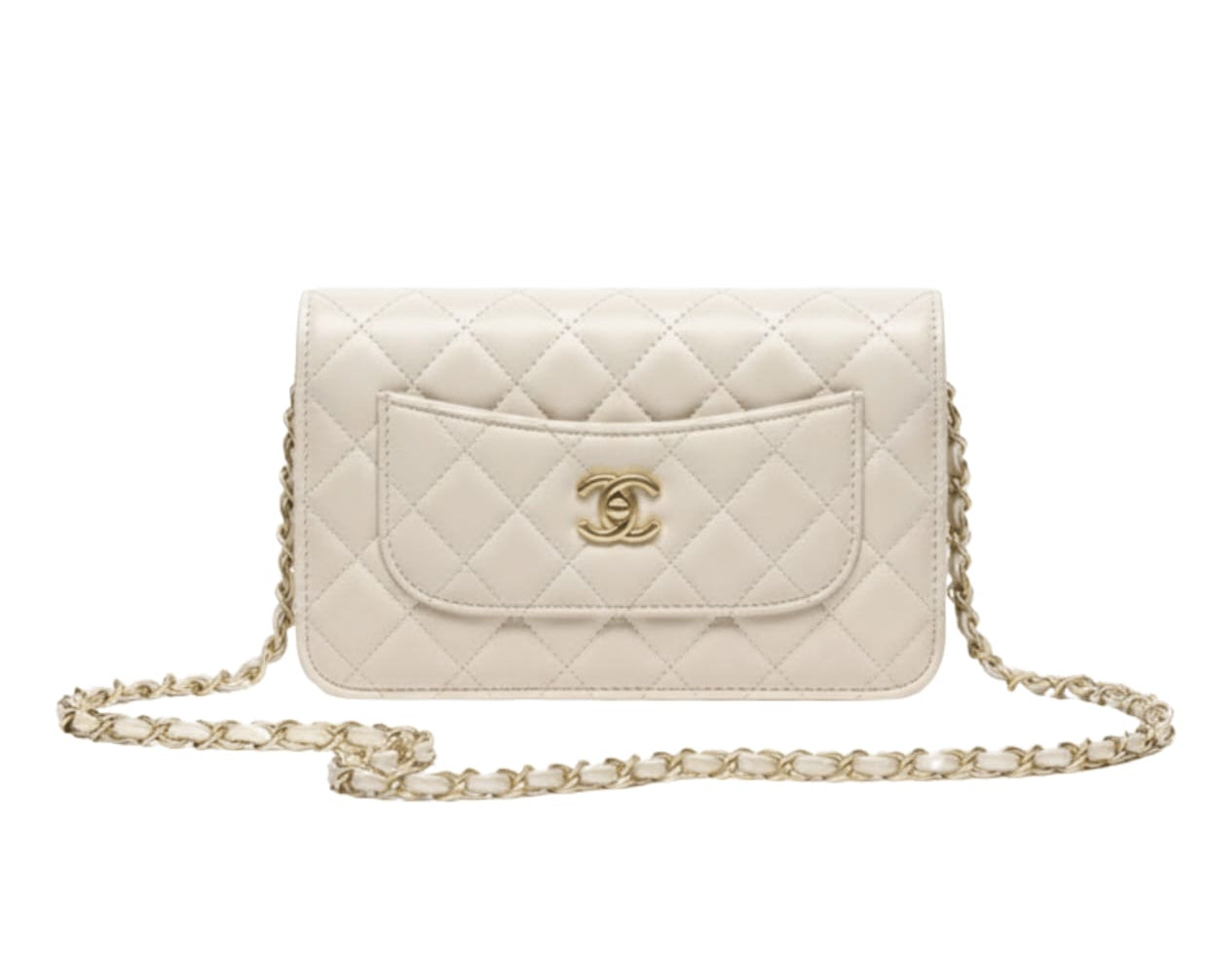 Detailed Classic Fl Quilted White Lambskin Leather Bag