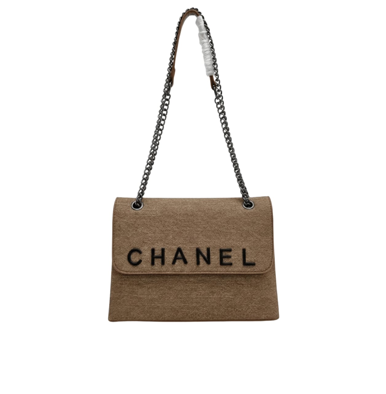 Sophisticated Fl in Beige Jersey Material Bag