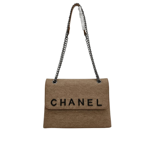 Sophisticated Fl in Beige Jersey Material Bag