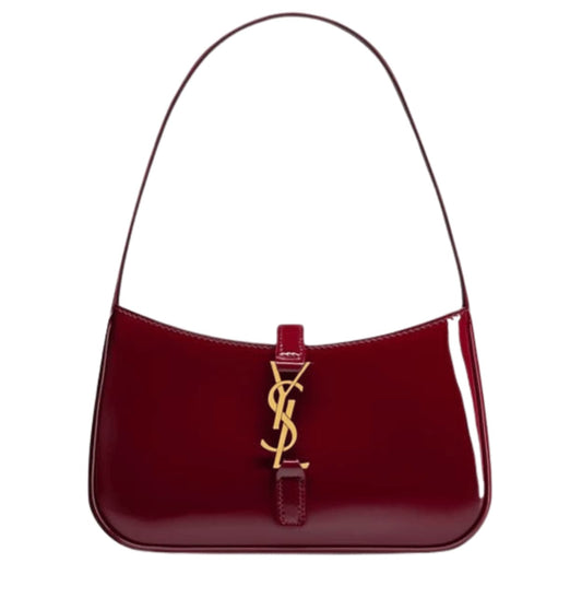 Timeless Le 5 À 7 Mini Patent Leather Shoulder in a Dark Red or Burgundy Color Bag