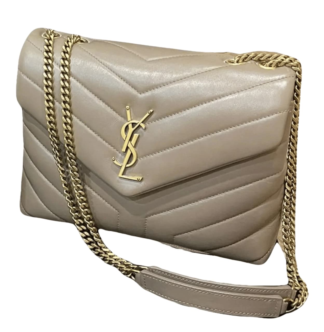 Everyday-Luxe Loulou Small Chain in Taupe or Beige Calfskin Leather Bag - view 3