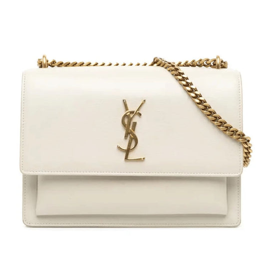 Refined Sunset Medium Shoulder in White Calfskin Leather Bag