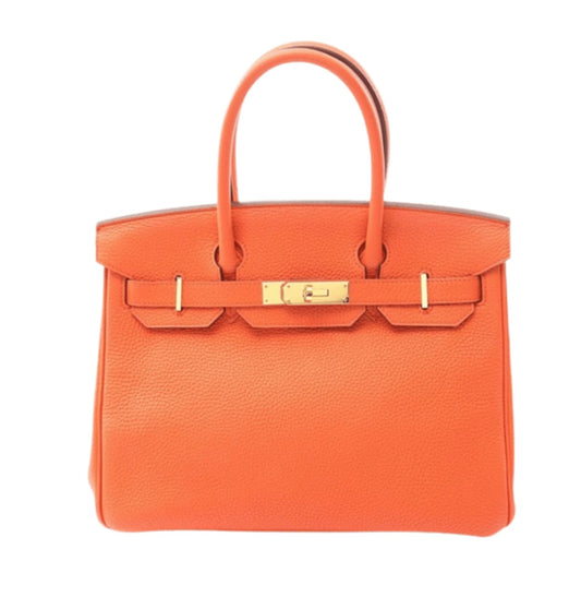 Sharp Poppy Clemence Leather Structured Carryall 30 Orange Bag