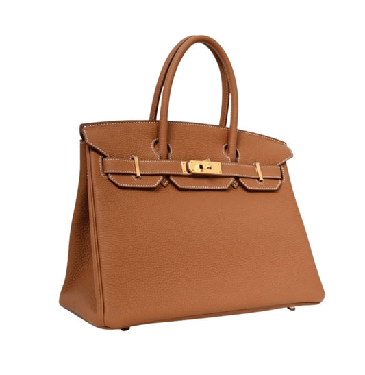 Minimal-Luxe Structured Carryall 25 Handbag in Gold Togo - view 2