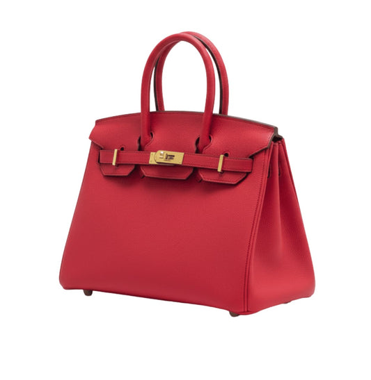 Premium-Look Structured Carryall 30 Handbag Red Epsom Leather - view 2
