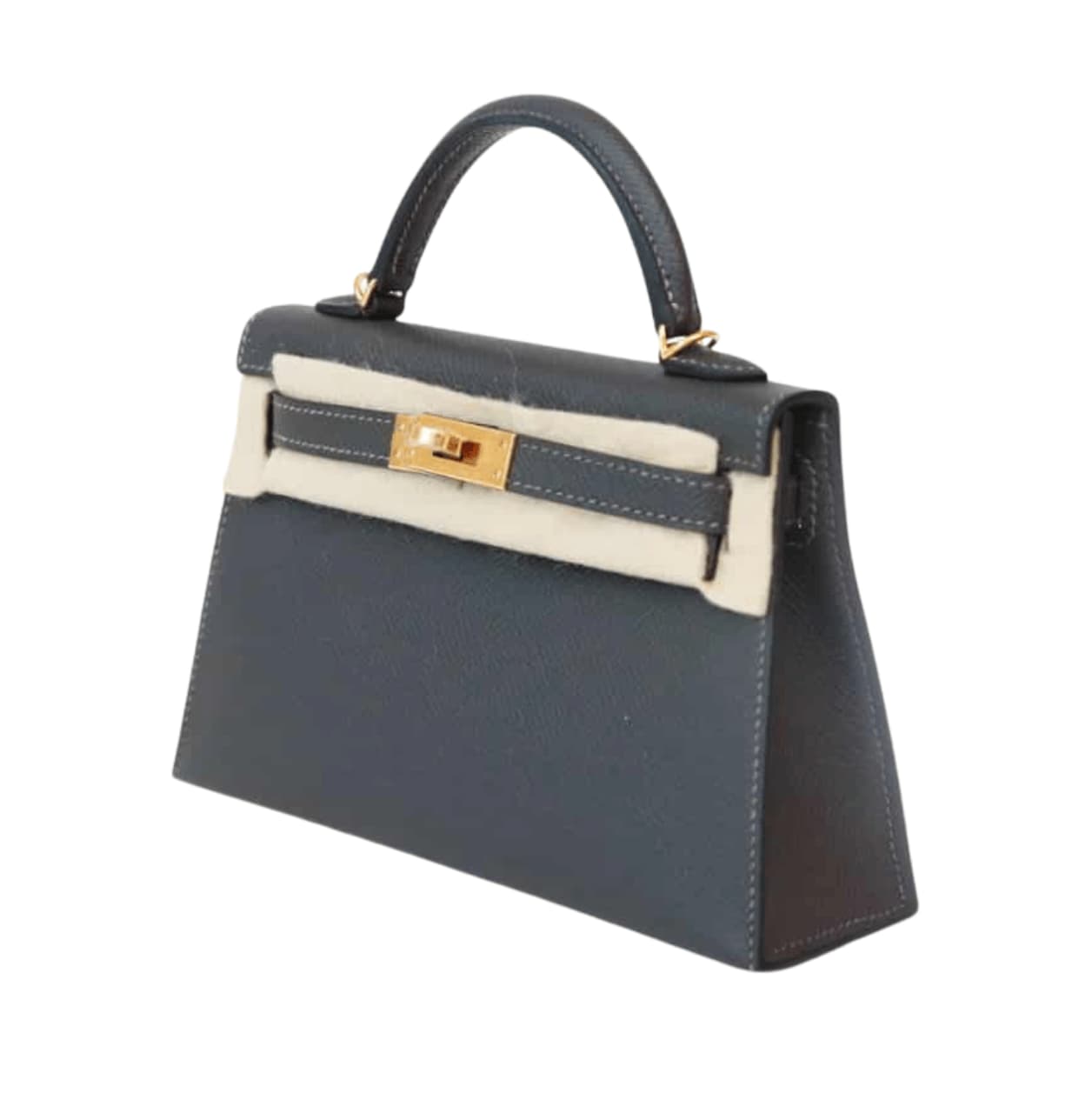 Polished Mini Structured Top-Handle Sellier Dark Grey Epsom Leather Bag - view 3