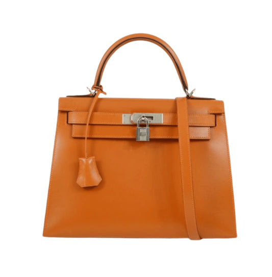 Refined Structured Top-Handle 28 Sellier Bright Orange Bag