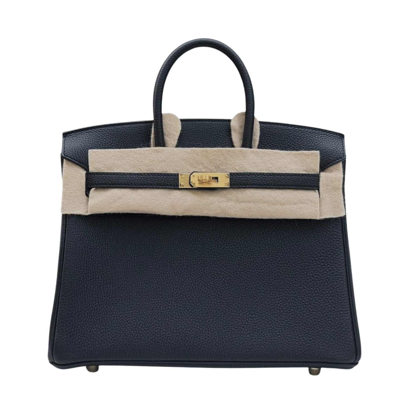Elegant Structured Carryall 25 Noir Togo Bag