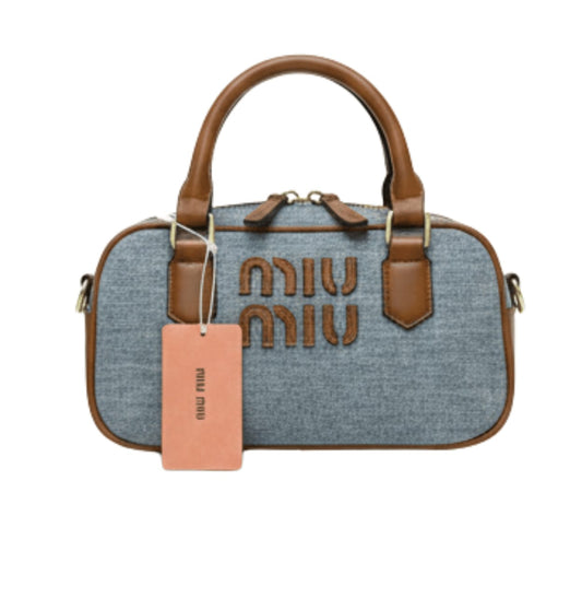 Clean-Finish Miu Miu Top Handle Featuring Large Logo Bag