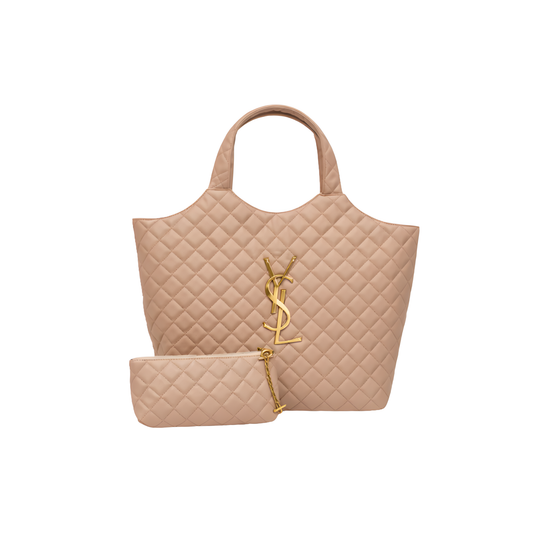 Elegant Icare Maxi Quilted Suede Beige Bag