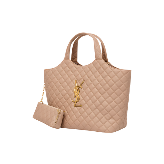 Elegant Icare Maxi Quilted Suede Beige Bag - view 2