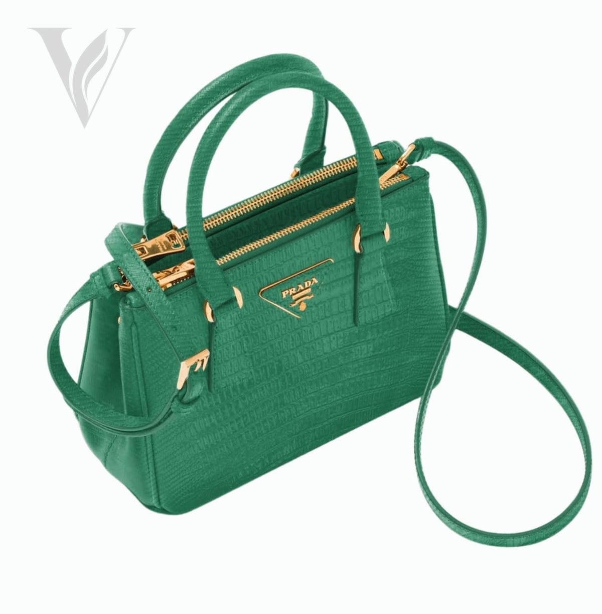 Prada Saffiano Leather Top-Handle Bag - Green – View 3