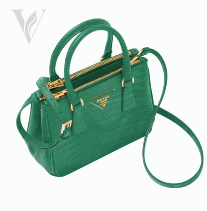 Prada Saffiano Leather Top-Handle Bag - Green – View 3