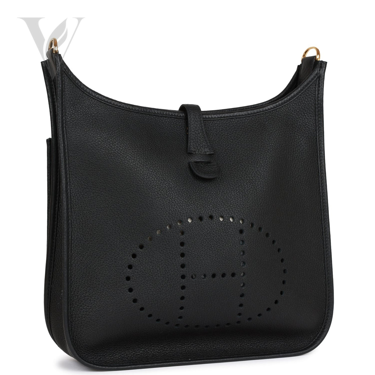 Hermès Evelyne PM Bag - Gold Hardware, Black, Clemence – View 2