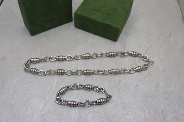 Elevated Chunky Chain Necklace Bracelet Set Si Er - view 5