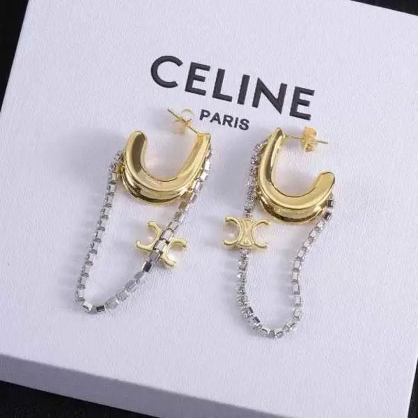 Modern Triomphe Hoop Earrings Si Er Gold Crystals - view 6