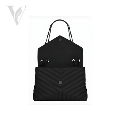 Saint Laurent Loulou Logo Chain Bag - Black, Grey – View 2