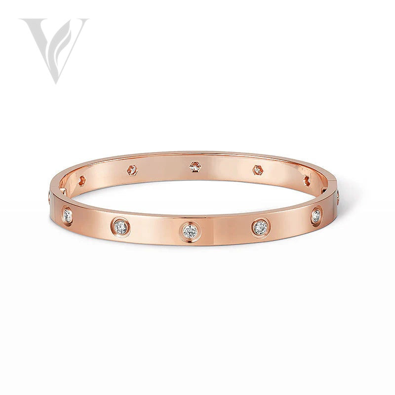 Cartier Love Bracelet 6.1mm 10 - Rose Gold, Diamond Detail, Size 16