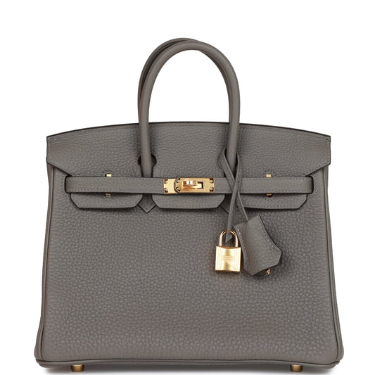 Detailed Structured Carryall 25 Gris Meyer Togo Bag