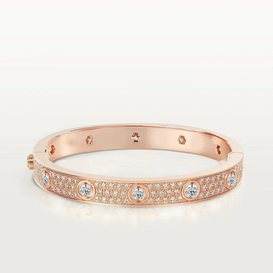 Love Bracelet 6.1mm 10 Diamond-Style – Rose Gold | Size 16