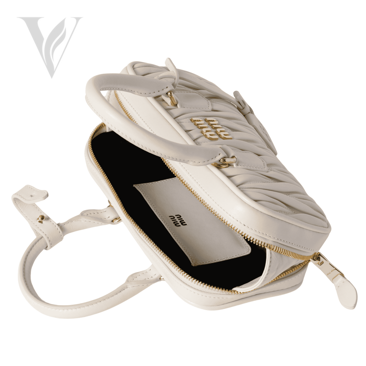 Miu Miu Arcadie Matelassé Nappa Leather Mini Bag - White – View 4