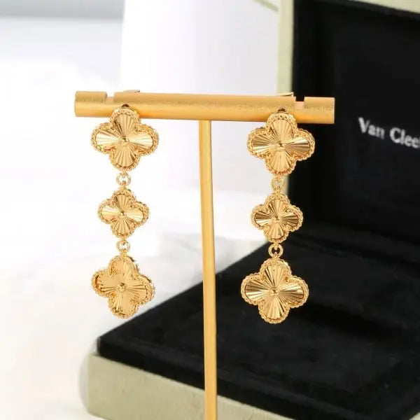 Elegant Dangle Earrings Gold Full Crystals - view 6