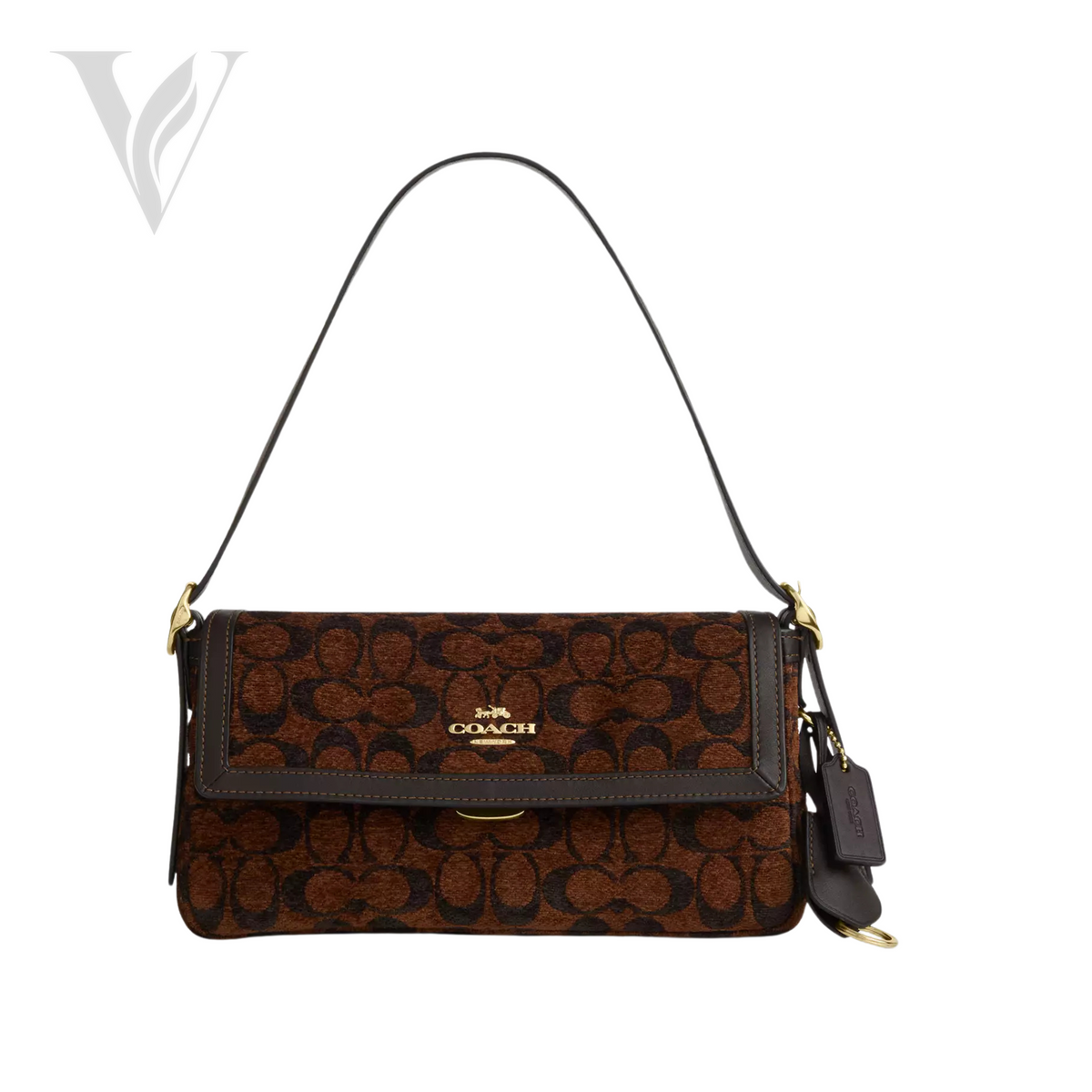 Coach Etta Small Flap Signature Chenille Truffle Bag