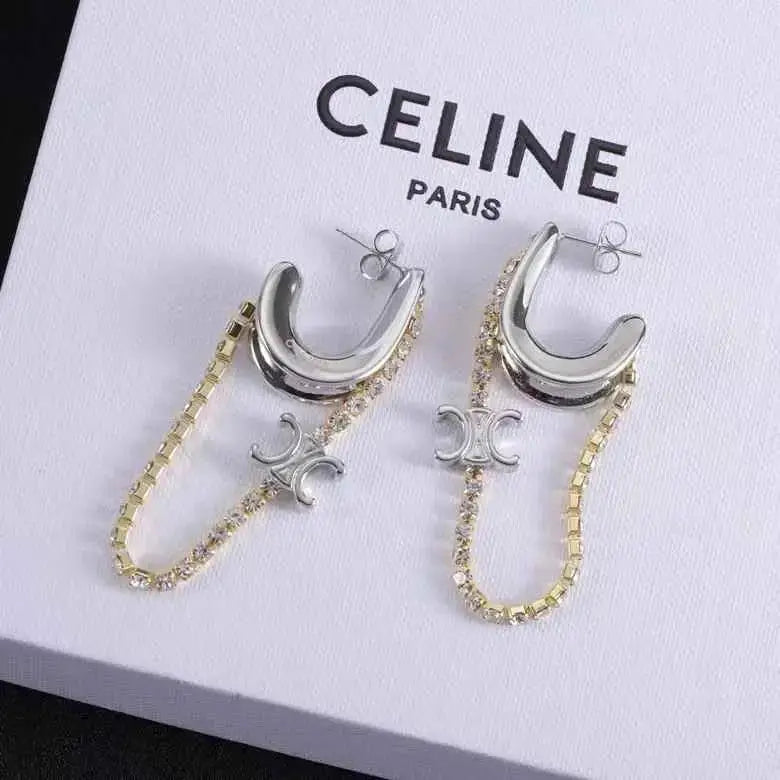 Modern Triomphe Hoop Earrings Si Er Gold Crystals - view 3