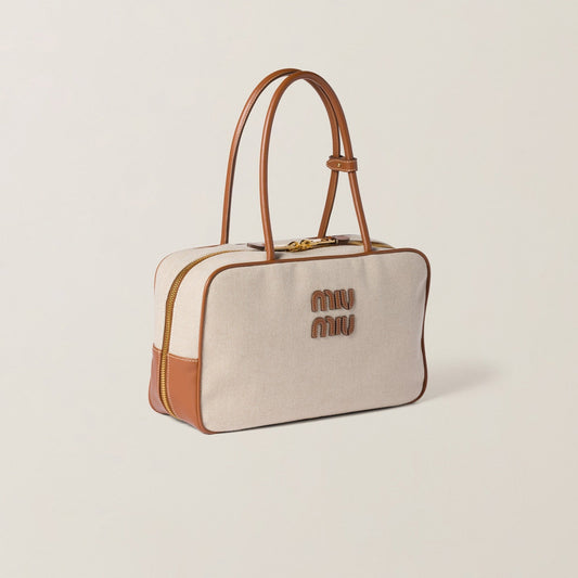 Everyday-Luxe Miu Miu Beau Canvas Leather Beige Bag - view 2