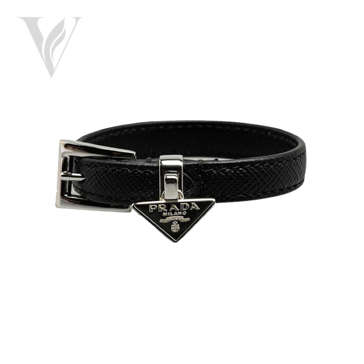 Prada Saffiano Leather Bracelet - Black – View 2