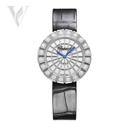 Chopard Ladies Watch - Diamond Detail & Black Leather Strap