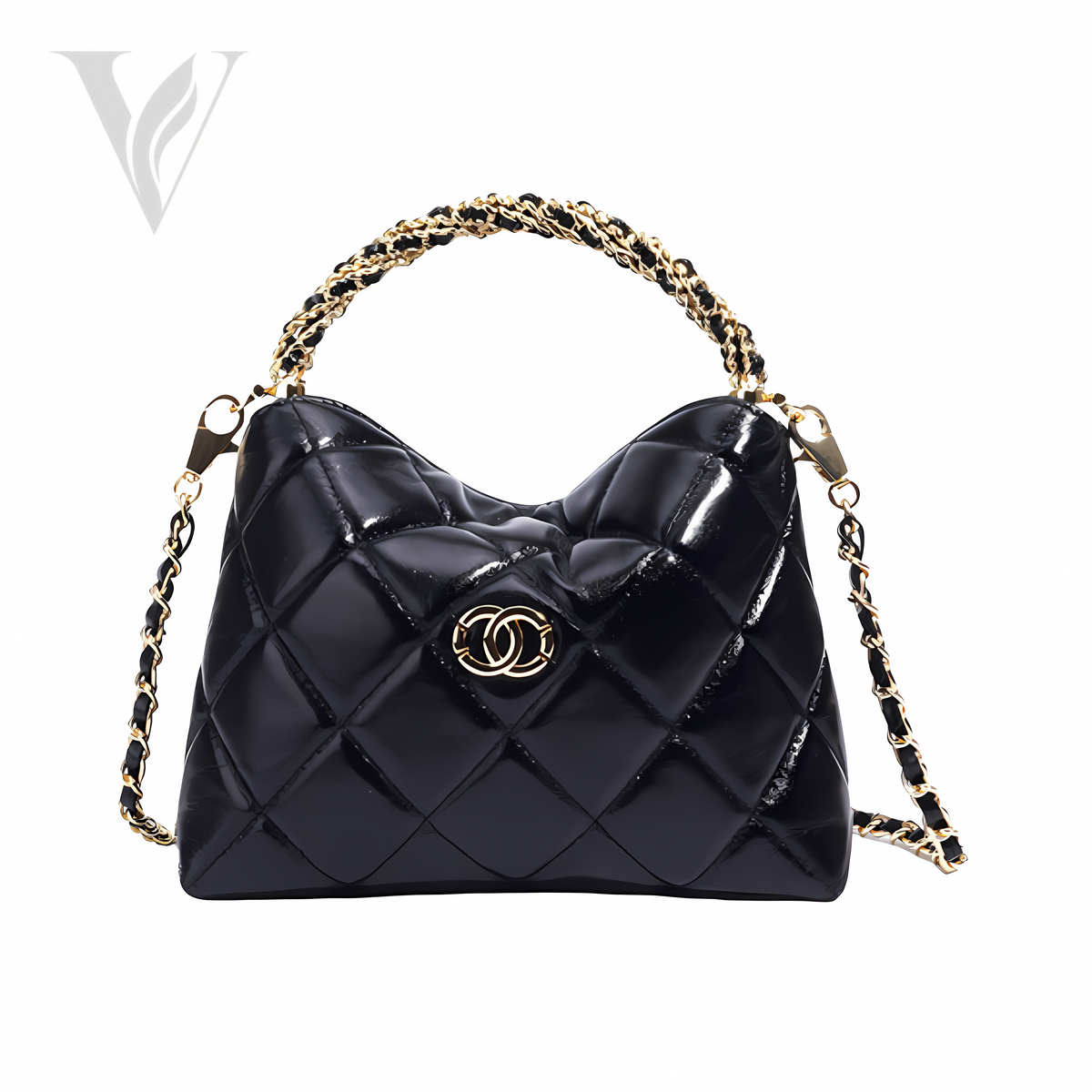 Chanel 24B Mini Top Handle Bag with Chain - Black